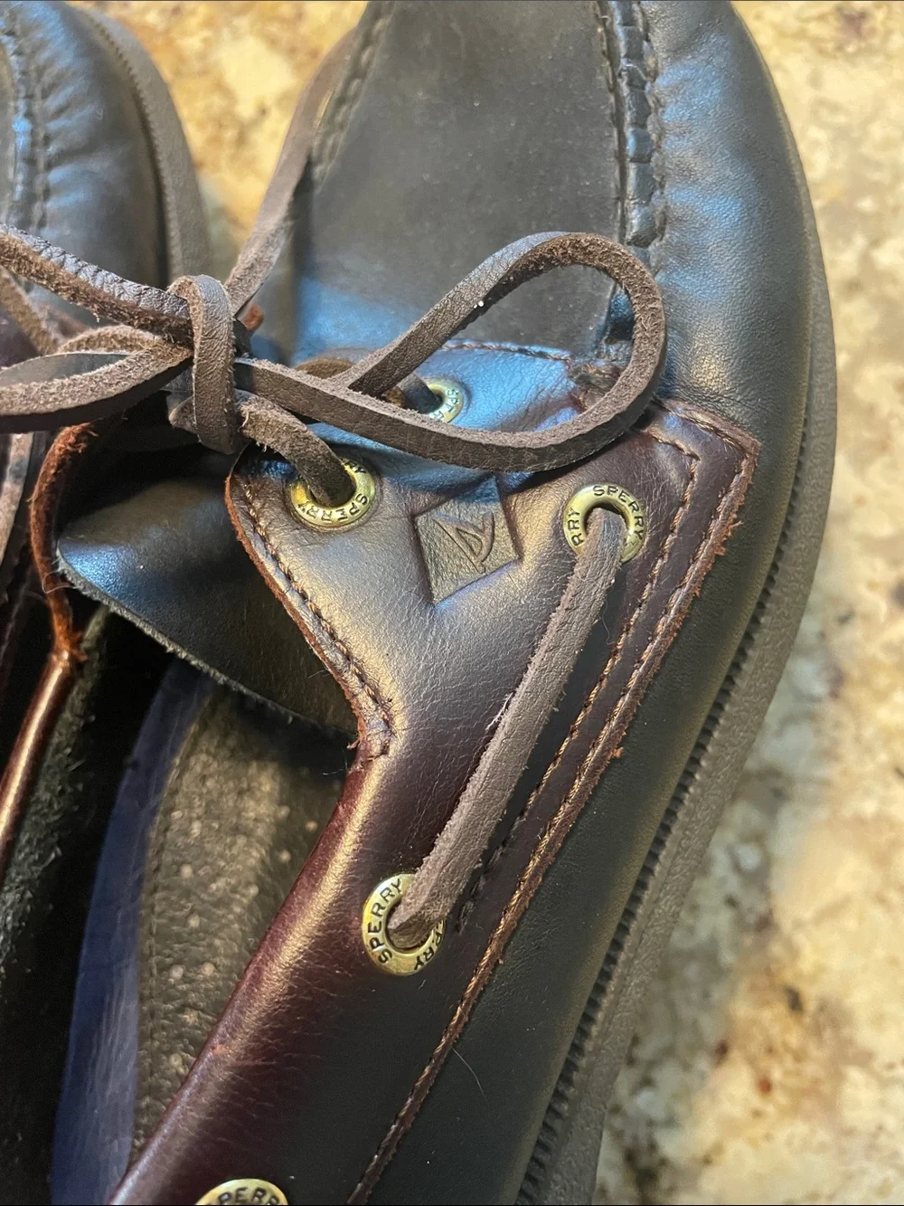 Sperry Men's Two-Tone Leather Boat Shoes in Dark Brown and Black